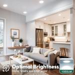 12 Pack 6 Inch 5CCT Ultra-Thin LED Recessed Ceiling Light with Junction Box, 2700K/3000K/3500K/4000K/5000K Selectable, 1050LM Brightness, Dimmable Canless Wafer Downlight, 12WEqv110W, ETL&FCC