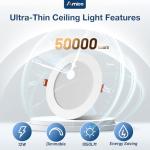 Amico 36 Pack 6 Inch 5CCT Ultra-Thin LED Recessed Ceiling Light with Metal Junction Box, 2700K-5000K Selectable, 1050 LM, Dimmable Canless Wafer Downlight, 12W Eqv 110W-ETL&FCC