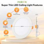 MAILCOS 12 Pack 6 Inch 5CCT Ultra-Thin LED Recessed Ceiling Light with Junction Box, 2700K-5000K Selectable, 1050LM High Brightness, Dimmable Canless Wafer Downlight, 12W 120V, ETL