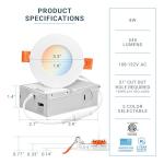 PARMIDA (12 Pack) 3 Inch 5CCT Ultra-Thin LED Recessed Ceiling Light with Junction Box, 5 Color Selectable 2700K/3000K/3500K/4000K/5000K, 8W, Dimmable Canless Wafer Slim Panel Downlight, IC Rated, ETL