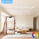 EOSMILE 6 Pack 6 Inch LED Recessed Light, Dimmable,5CCT 2700K-5000K Daylight, 1100LM High Brightness, 12W, 120V, Damp Rated, Ultra-Thin Canless Wafer Light - ETL FCC