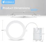 EOSMILE 6 Pack 6 Inch LED Recessed Light, Dimmable,5CCT 2700K-5000K Daylight, 1100LM High Brightness, 12W, 120V, Damp Rated, Ultra-Thin Canless Wafer Light - ETL FCC