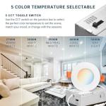 PARMIDA (12 Pack) 3 Inch 5CCT Ultra-Thin LED Recessed Ceiling Light with Junction Box, 5 Color Selectable 2700K/3000K/3500K/4000K/5000K, 8W, Dimmable Canless Wafer Slim Panel Downlight, IC Rated, ETL