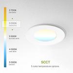 ASD 12 Pack 3 Inch LED Recessed Light 6W, 5 CCT 2700K-5000K CRI90+, IC Rated Ultra Thin Dimmable Ceiling Lights with J Box, Canless Wafer Downlight, Round Slim Panel Lighting, UL Energy Star, White