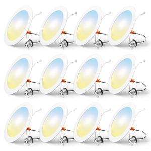 FREELICHT 12 Pack Retrofit LED Recessed Lighting 6 Inch, Selectable 2700K/3000K/4000K/5000K/6000K, Dimmable Flat LED Can Lights, 10W=110W, 1000LM, IC & Damp Rated, ETL & FCC, White
