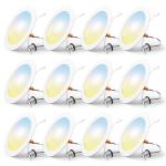 FREELICHT 12 Pack Retrofit LED Recessed Lighting 6 Inch, Selectable 2700K/3000K/4000K/5000K/6000K, Dimmable Flat LED Can Lights, 10W=110W, 1000LM, IC & Damp Rated, ETL & FCC, White
