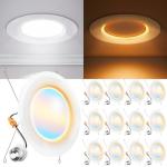 Sunco 12 Pack 6 Inch LED Recessed Lighting Retrofit with Night Light, 2700K/3000K/4000K/5000K/6000K Selectable, Dimmable Can Lights, 12W, 1000LM, Damp Rated, Retrofit Installation - ETL