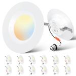 Ensenior 5/6 Inch 5CCT LED Can Lights 12 Pack, Retrofit Led Recessed Lighting, Baffle Trim, Dimmable, 9W=110W, 1000LM, 2700K/3000K/3500K/4000K/5000K Selectable, IC Rated - ETL & FCC