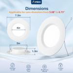 Amico 5/6 inch 5CCT LED Recessed Lighting 6 Pack, Dimmable, IC Rated, 12.5W=100W, 950LM Can Lights with Baffle Trim, 2700K/3000K/4000K/5000K/6000K Selectable, Retrofit Installation, ETL & FCC