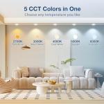 Amico 4 Pack 4 inch 5CCT LED Recessed Lighting, Dimmable, 8.5W=60W, 650LM, 2700K/3000K/4000K/5000K/6000K Selectable, Retrofit Can Lights with Baffle Trim, IC Rated - ETL & FCC, White