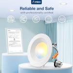 Amico 4 Inch 5CCT LED Recessed Lighting 12 Pack, Dimmable, Damp Rated, 9W=60W, Can Lights with Baffle Trim, Retrofit Installation, ETL&FCC, White