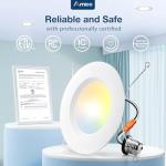 Amico 5/6 inch 5CCT LED Recessed Lighting 6 Pack, Dimmable, IC Rated, 12.5W=100W, 950LM Can Lights with Baffle Trim, 2700K/3000K/4000K/5000K/6000K Selectable, Retrofit Installation, ETL & FCC