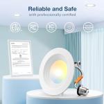 Amico 4 Pack 4 inch 5CCT LED Recessed Lighting, Dimmable, 8.5W=60W, 650LM, 2700K/3000K/4000K/5000K/6000K Selectable, Retrofit Can Lights with Baffle Trim, IC Rated - ETL & FCC, White