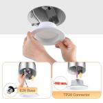 ZYC Gold 4 Inch Retrofit LED, 12 Pack Dimmable Retrofit Downlights can Light, 2700K/3000K/4000K/5000K/6000K Selectable, Damp Rated Can Lights, Baffle Trim, 9W 800Lm(Gold, 4 inch)