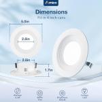 Amico 4 Inch 5CCT LED Recessed Lighting 12 Pack, Dimmable, Damp Rated, 9W=60W, Can Lights with Baffle Trim, Retrofit Installation, ETL&FCC, White