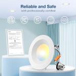 Amico 24 Pack 4 inch 5CCT LED Recessed Lighting, Dimmable, 8.5W=60W, 650LM, 2700K/3000K/4000K/5000K/6000K Selectable, Retrofit Can Lights with Baffle Trim, IC Rated - ETL & FCC, White