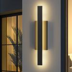 LamQee 31 inch Aluminum Long Outdoor Wall Lights, 3000K 1600LM 32W LED Modern Exterior Lighting Fixtures, IP65 Waterproof Matte Black Linear Outside Sconce Wall Mount for House Porch Patio Garage Door