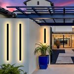 Outdoor Wall Light LED Long Wall Sconce 11.82in Ip65 Waterproof Black Modern Outdoor Lights 3000k 9W Metal Exterior Light Fixture for Porch Light Patio Front Door Yard Garden Villa Living Room