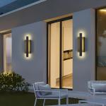 LamQee 23 inch Aluminum Long Outdoor Wall Lights, 3000K 1200LM 24W LED Modern Exterior Lighting Fixtures, IP65 Waterproof Matte Black Linear Outside Sconce Wall Mount for House Porch Patio Garage Door