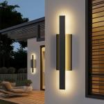 LamQee 31 inch Aluminum Long Outdoor Wall Lights, 3000K 1600LM 32W LED Modern Exterior Lighting Fixtures, IP65 Waterproof Matte Black Linear Outside Sconce Wall Mount for House Porch Patio Garage Door