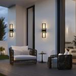 LamQee 20 Inch Modern Outdoor Wall Light 3000K 800LM 16W Integrated LED, IP65 Waterproof Matte Black Exterior Lighting Fixtures with Rectangle Shade, for House Porch Patio Garage Door Backyard Indoor