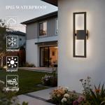 Caiselee 22 Inch Large Modern LED Outdoor Wall Lights 2 Pack 3000K, Waterproof Matte Black Linear Exterior Lighting Fixtures, Rectangle Wall Sconce Outside Lights for House Garage Porch Patio Yard