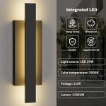 LamQee 23 inch Aluminum Long Outdoor Wall Lights, 3000K 1200LM 24W LED Modern Exterior Lighting Fixtures, IP65 Waterproof Matte Black Linear Outside Sconce Wall Mount for House Porch Patio Garage Door