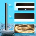 Outdoor Wall Light LED Long Wall Sconce 11.82in Ip65 Waterproof Black Modern Outdoor Lights 3000k 9W Metal Exterior Light Fixture for Porch Light Patio Front Door Yard Garden Villa Living Room