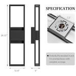 LamQee 20 Inch Modern Outdoor Wall Light 3000K 800LM 16W Integrated LED, IP65 Waterproof Matte Black Exterior Lighting Fixtures with Rectangle Shade, for House Porch Patio Garage Door Backyard Indoor