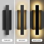 LamQee 23 inch Aluminum Long Outdoor Wall Lights, 3000K 1200LM 24W LED Modern Exterior Lighting Fixtures, IP65 Waterproof Matte Black Linear Outside Sconce Wall Mount for House Porch Patio Garage Door