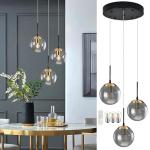 Gold Globe Pendant Light with Adjustable Grey Shades