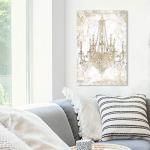 Chic Gold and White Chandelier Canvas Art