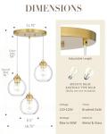 Gold Cluster Pendant Light with Clear Glass 3-Light