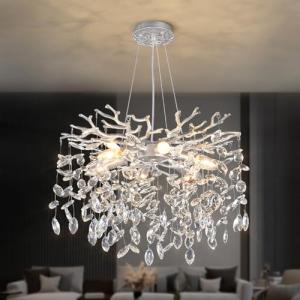 18-Inch Silver Crystal Chandelier for Home Decor