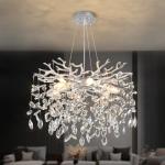 18-Inch Silver Crystal Chandelier for Home Decor