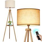 Wood Tripod Floor Lamp with Remote Control