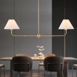 Gold Linear Chandelier with White Fabric Shade