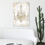 Chic Gold and White Chandelier Canvas Art