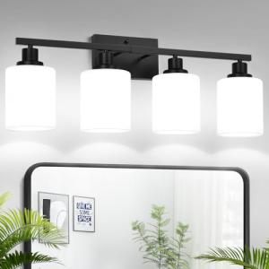 MOKATNG 4-Light Matte Black Vanity Light Fixture
