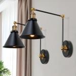 LALUZ Black Adjustable Wall Sconces - 2 Pack