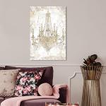 Chic Gold and White Chandelier Canvas Art