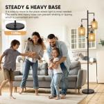 Dimmable Boho Rattan Floor Lamp with 3 Lights