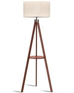 Mid Century Tripod Floor Lamp with Shelf