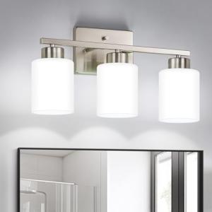 Modern 3-Light Brushed Nickel Vanity Light Fixture