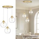 Gold Cluster Pendant Light with Clear Glass 3-Light