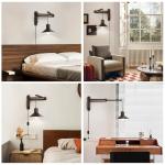 Vintage Swing Arm Wall Sconce with Dimmable Switch