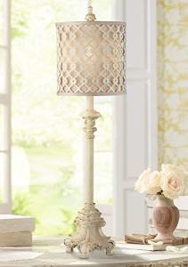 French Country Candlestick Buffet Table Lamp - Ivory
