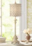 French Country Candlestick Buffet Table Lamp - Ivory
