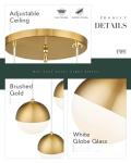 Brushed Gold 3-Light Pendant Ceiling Light