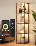 Dimmable LED Floor Lamp with Glass Shelves